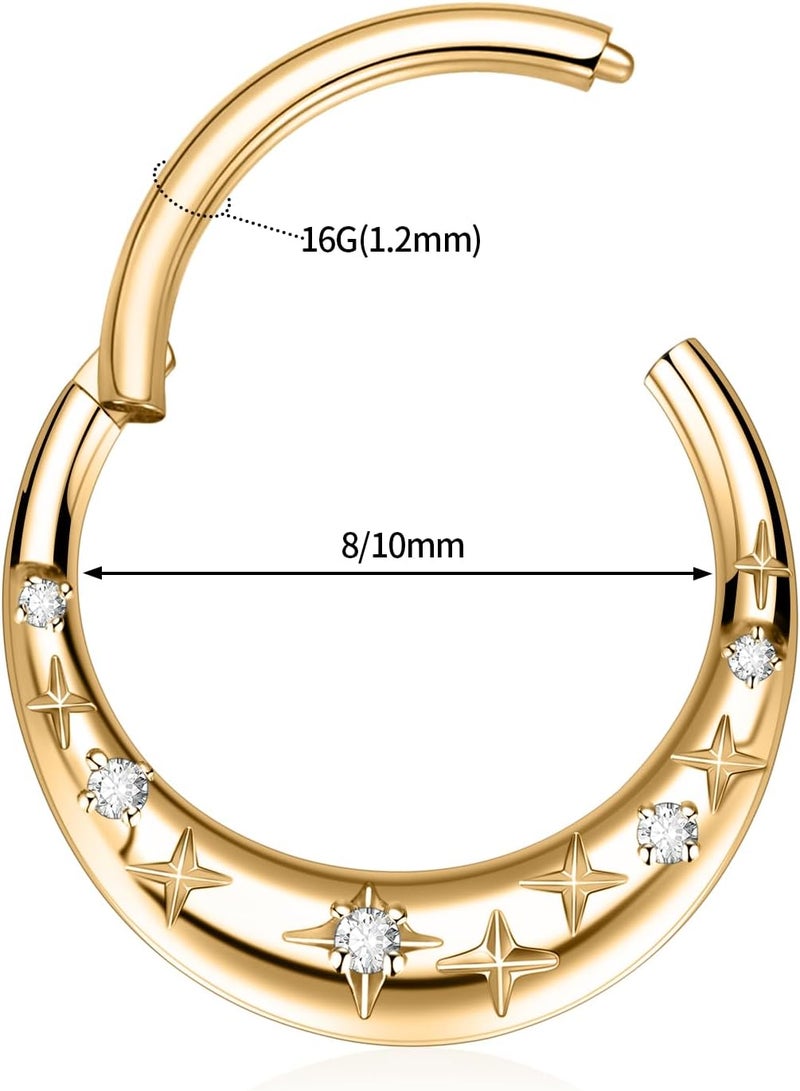 FUNLMO Store 316L Surgical Steel Septum Ring Nose Ring Hoop Hypoallergenic Daith Cartilage Conch Tragus Rook Earlobe Piercing Jewerly for Women Men - Image 2